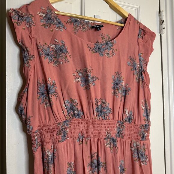 TORRID Pink Floral Cap Sleeve Dress in Plus Size 2 Sundress Ruffle Hem - Picture 3 of 8